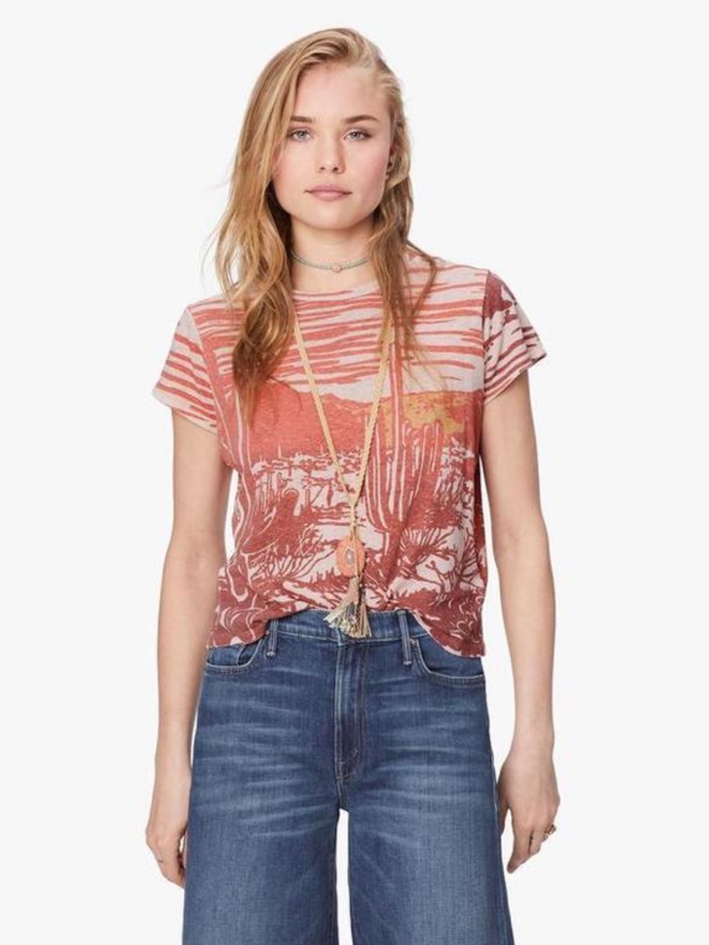 MOTHER Pink Rust Desert Graphic Short Sleeve Tee